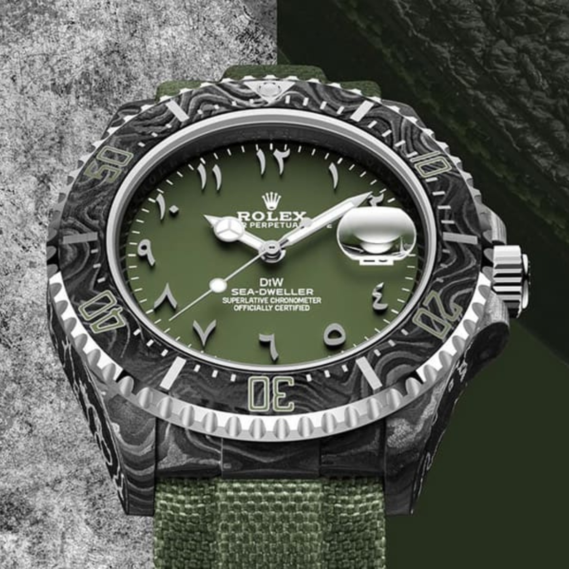 Rolex Sea-Dweller改裝表升值4倍軍綠中東面盤、碳纖表殼超粗獷