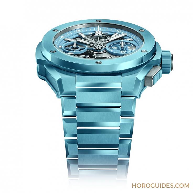 HUBLOT - 穿出正裝清爽感HUBLOT Big Bang Integrated彩色陶瓷鏈帶計(jì)時(shí)碼表