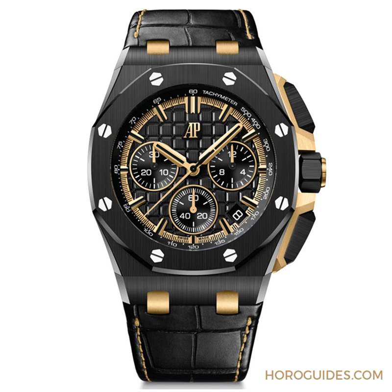 AUDEMARS PIGUET - 愛彼皇家橡樹離岸型自動上鏈計時碼表首見黑陶瓷鏈帶款、祭出黃金結合黑陶瓷的對比美