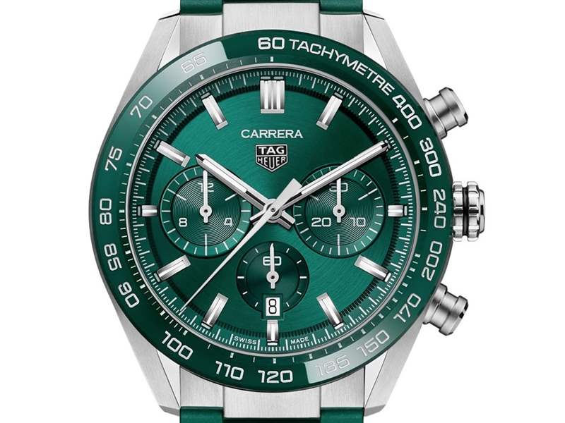 泰格豪雅推出Carrera Chronograph 44mm Green計(jì)時(shí)碼表：新綠色盤+陶瓷表圈