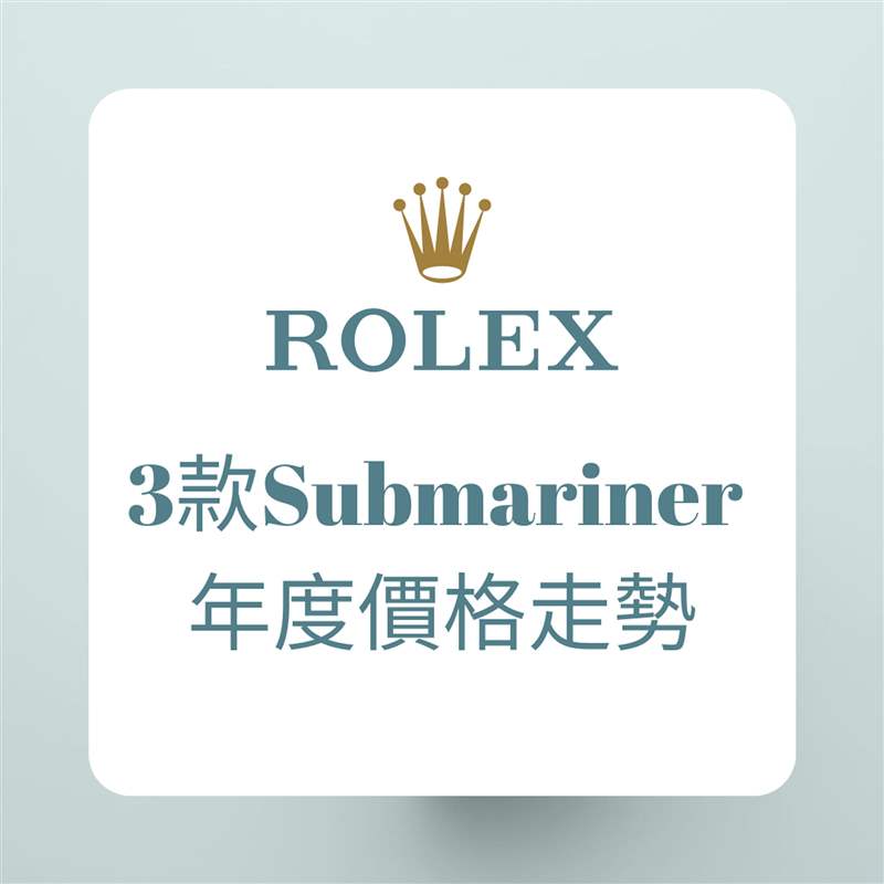 ROLEX 3款Submariner 年度價(jià)格走勢（ROLEX；01制圖）