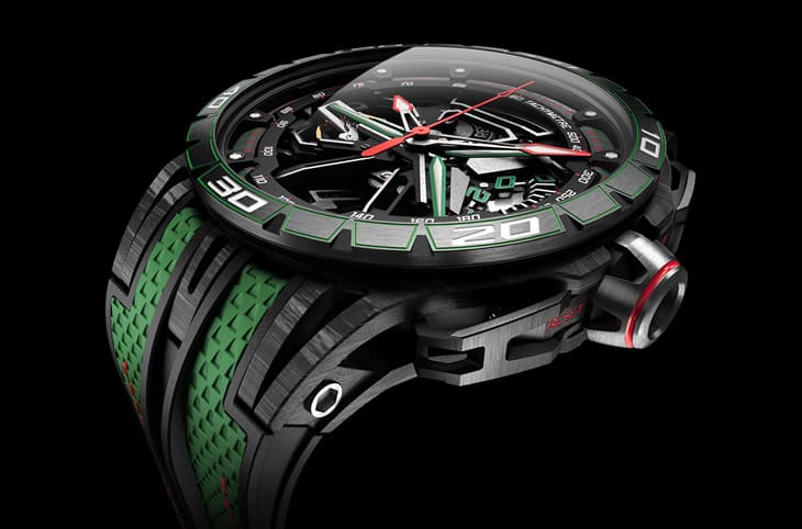 羅杰杜彼Excalibur Spider Flyback Chronograph：藍(lán)寶堅(jiān)尼極速綠的腕上風(fēng)暴